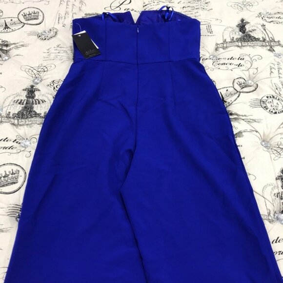 Aidan Mattox Women's Blue Strapless Crepe Jumpsuit - Picture 9 of 9